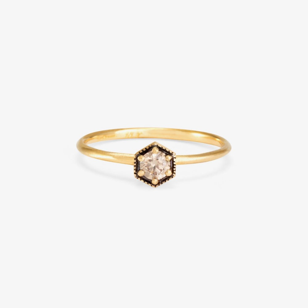 Hexagon Brown Diamond Ring | Magpie Jewellery