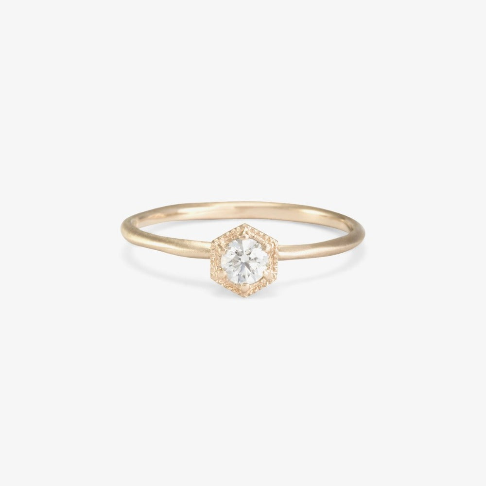 Hexagon White Diamond Ring | Magpie Jewellery