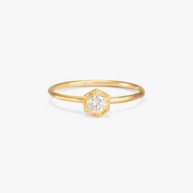 Hexagon White Diamond Ring | Magpie Jewellery Yellow Gold