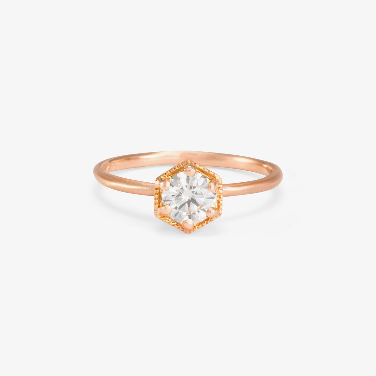 .50ct White Diamond Hexagon Ring | Magpie Jewellery 18k Rose Gold