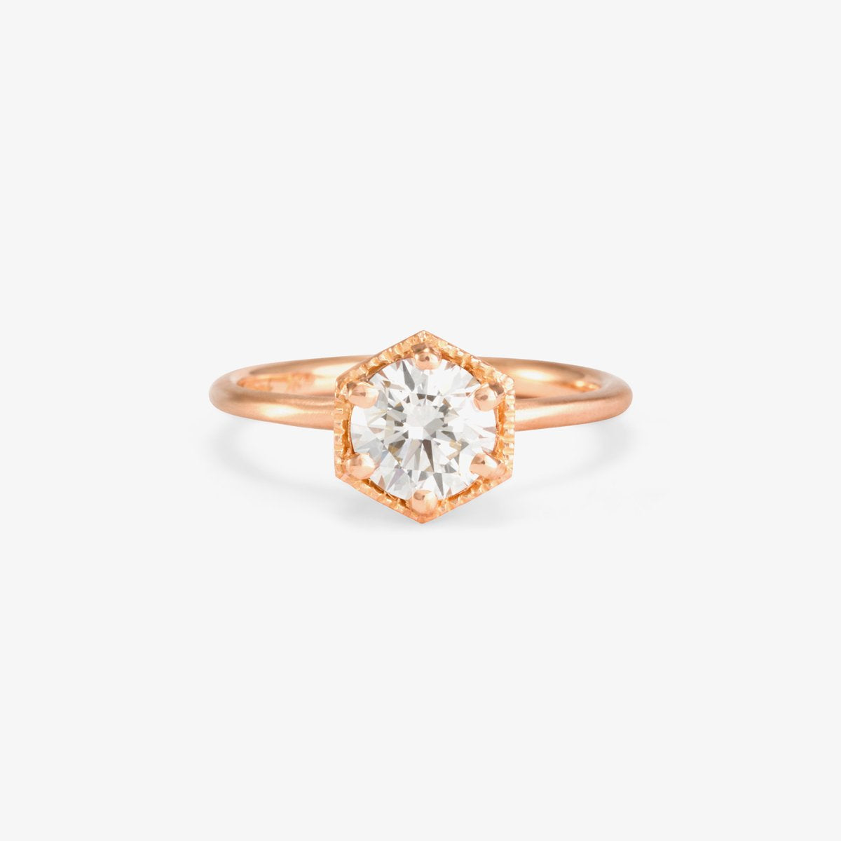 1ct White Diamond Hexagon Ring | Magpie Jewellery 18k Rose Gold