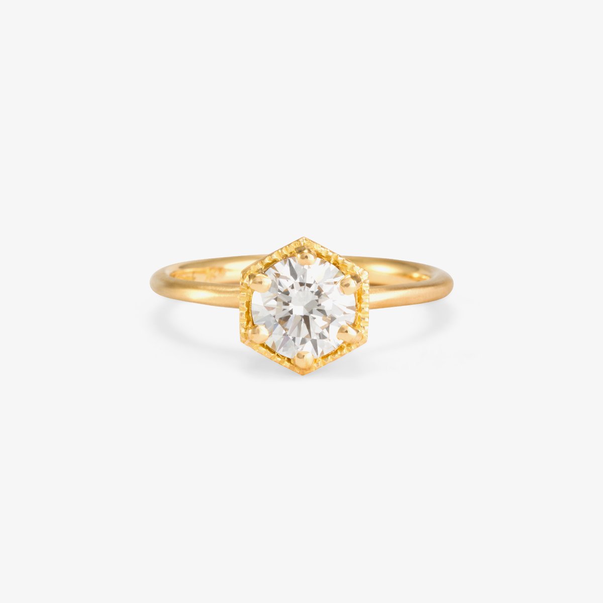 1ct White Diamond Hexagon Ring | Magpie Jewellery 18k yellow gold