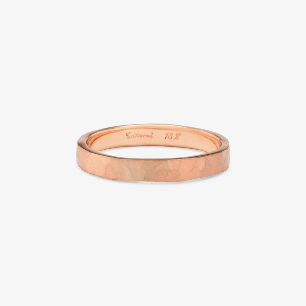 2.8mm Hammered Gold Band - Magpie Jewellery