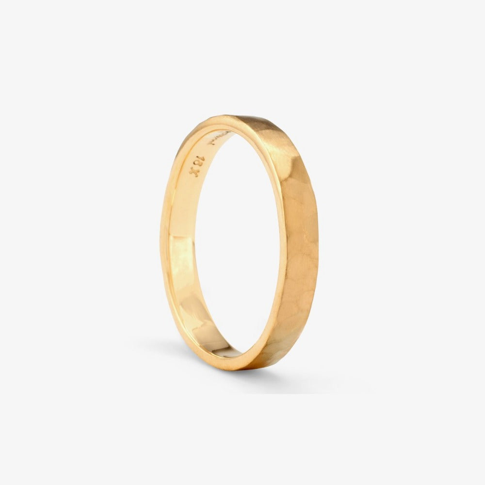 2.8mm Hammered Yellow Gold Band | Magpie Jewellery