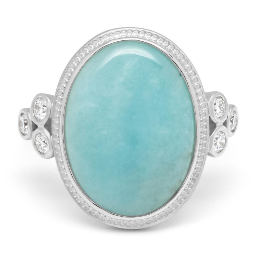 Oval Amazonite Ring - WG