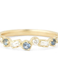 Cascade Baguette and Round Diamond and Blue Sapphire Band - Magpie Jewellery
