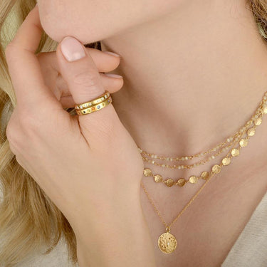 Hammered Disc Necklace Yellow Gold | Magpie Jewellery