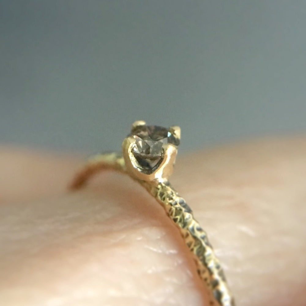 Brown Diamond Homespun Solitaire Ring YG | Magpie Jewellery