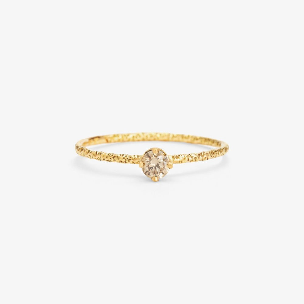 0.16 carat Brown Diamond Homespun Solitaire Ring YG | Magpie Jewellery