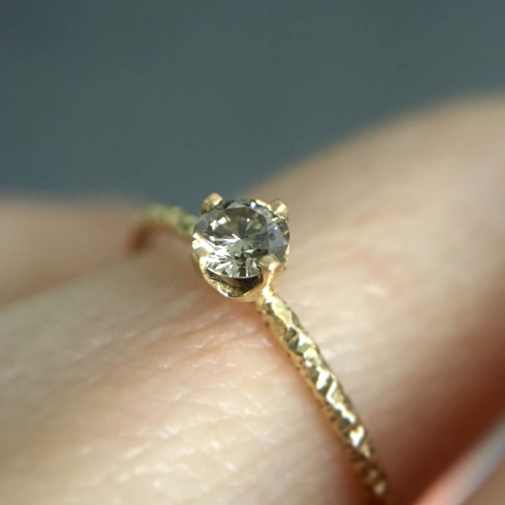 0.16 carat Brown Diamond Homespun Solitaire Ring YG | Magpie Jewellery