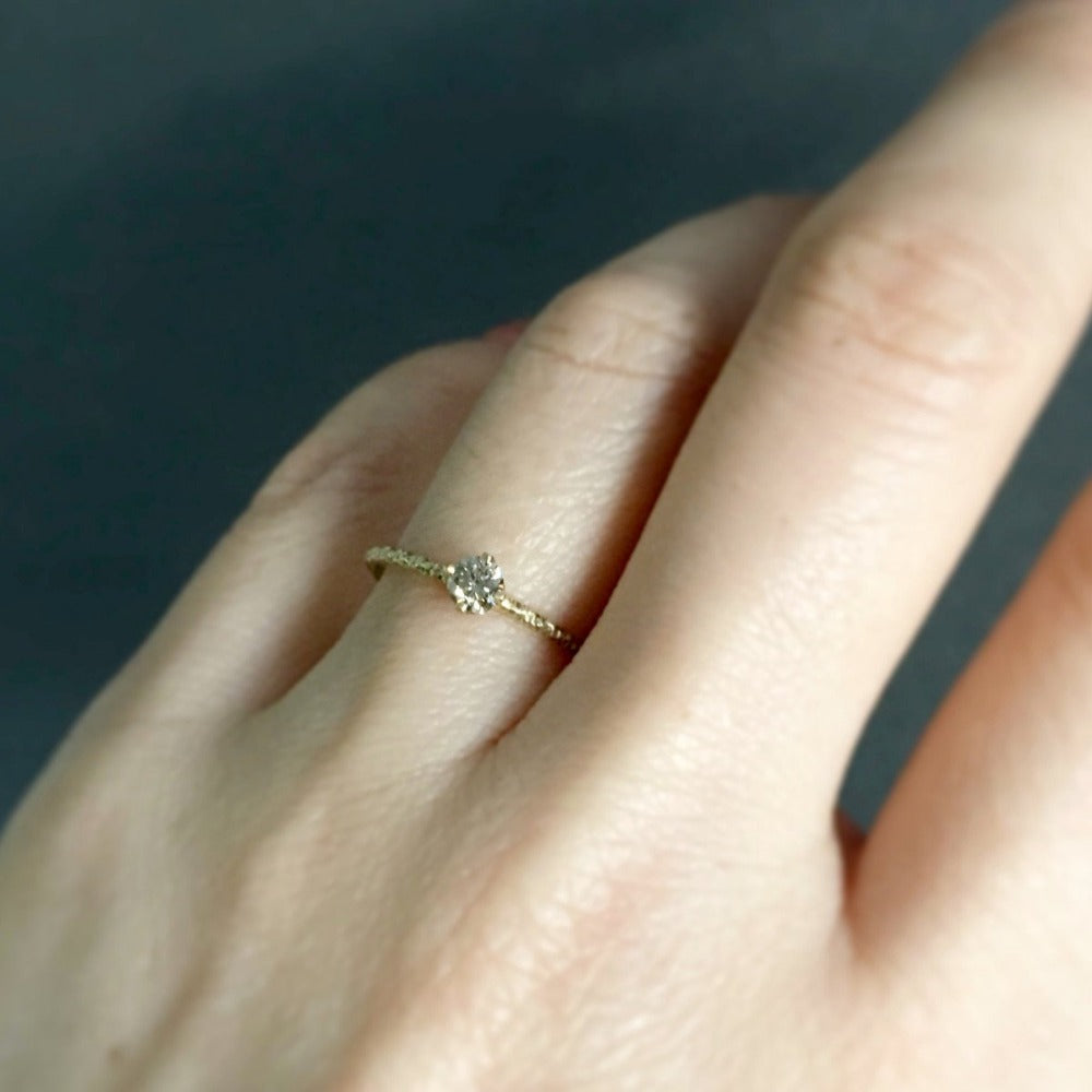 0.16 carat Brown Diamond Homespun Solitaire Ring YG | Magpie Jewellery