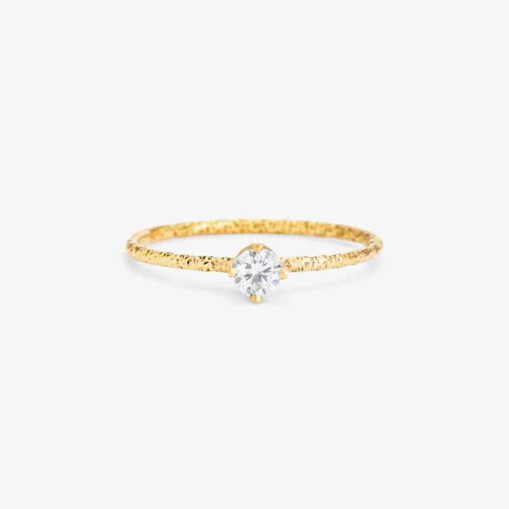 0.16 carat White Diamond Homespun Solitaire Ring YG | Magpie Jewellery