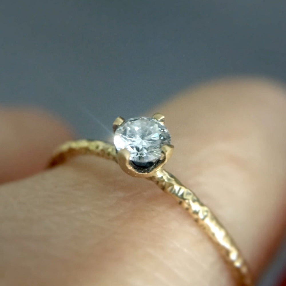 0.16 carat White Diamond Homespun Solitaire Ring YG | Magpie Jewellery