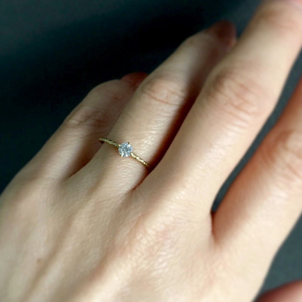 0.16 carat White Diamond Homespun Solitaire Ring YG | Magpie Jewellery