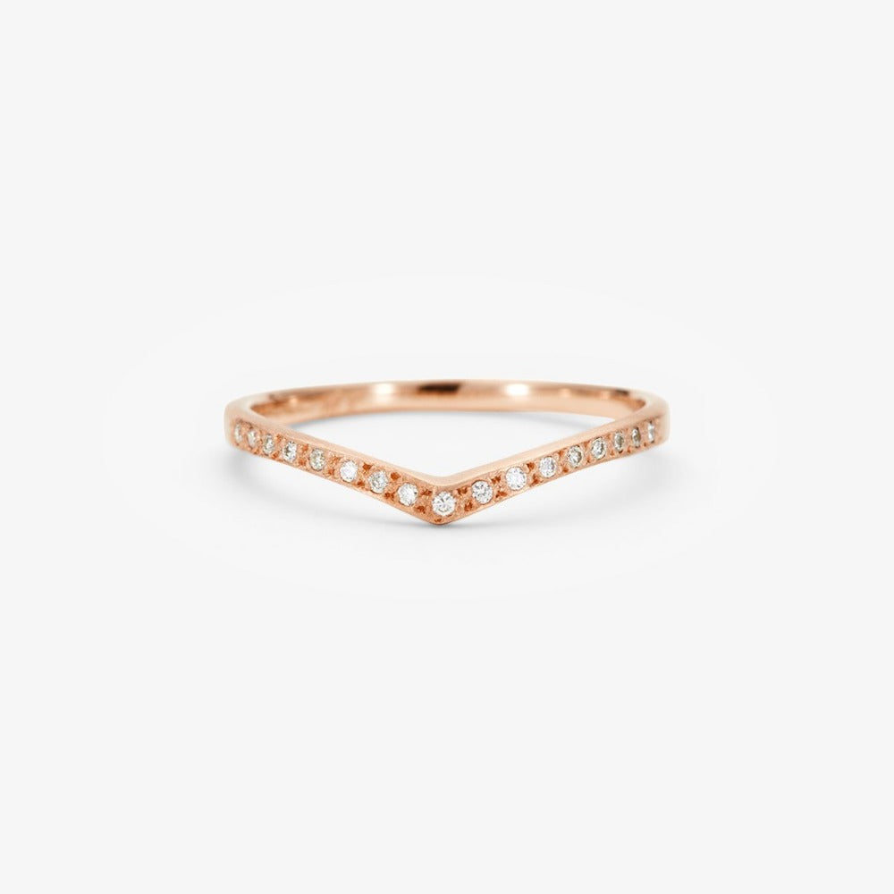 White Diamond Cresting Band RG | Magpie Jewellery