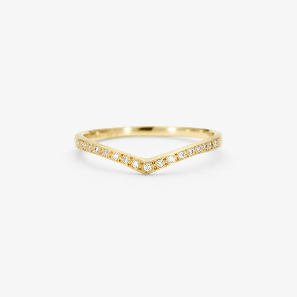 White Diamond Cresting Band YG | Magpie Jewellery