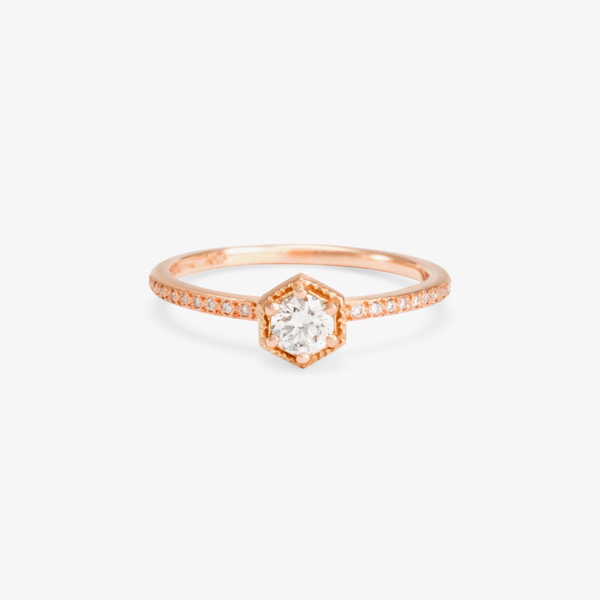 White Diamond Hexagon Pave Ring | Magpie Jewellery 18kr