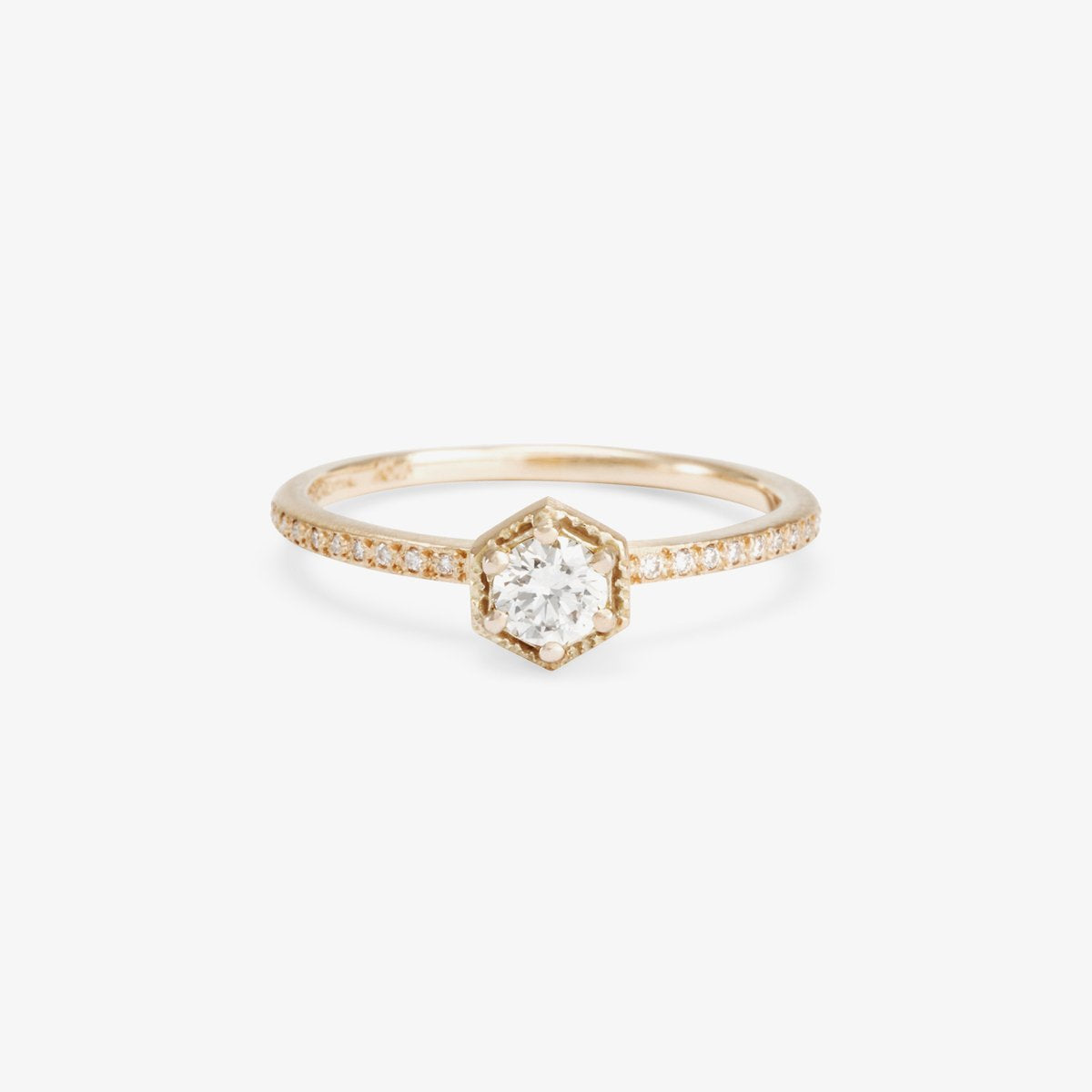 White Diamond Hexagon Pave Ring | Magpie Jewellery 18kw