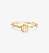 White Diamond Hexagon Pave Ring | Magpie Jewellery 18ky