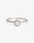 White Diamond Hexagon Pave Ring - Magpie Jewellery
