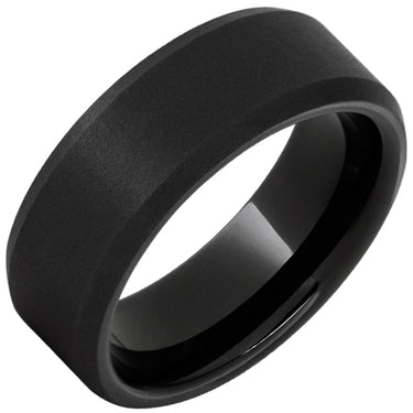 Black Diamond Ceramic Beveled Edge Band with Sandblast Finish