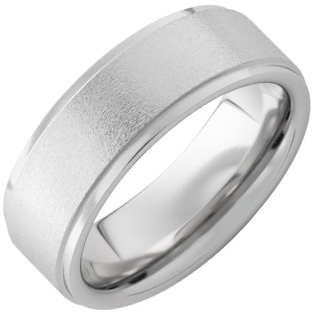 Serinium® Flat Band with Grooved Edges and Stone Finish 8mm