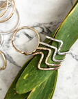 Zig-Zag Stacking Ring - Hammered | Magpie Jewellery | Stacked on Leaves