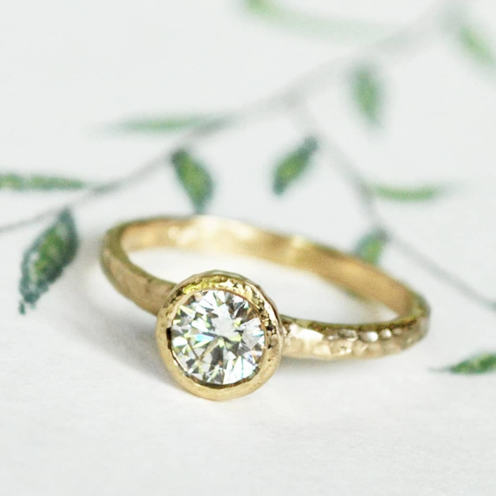 Gold Seashore Diamond Solitaire Ring - Magpie Jewellery
