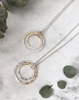 Gold-Fill + Silver Fusion Double Circle Necklace - Hammered | Magpie Jewellery