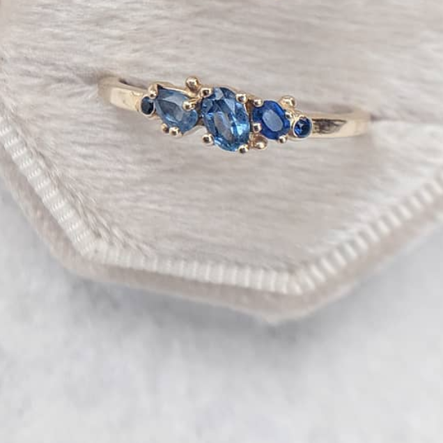Blue Sapphire Cluster Ring - Magpie Jewellery