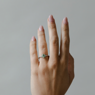 14k White Gold Aria Oval Green Sapphire Engagement Ring | Magpie Jewellery