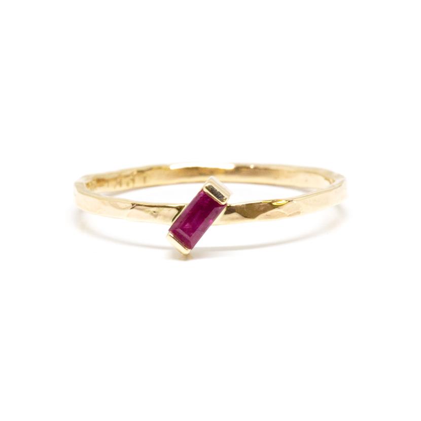 Slanted Baguette Ruby Ring | Magpie Jewellery