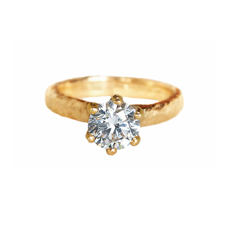 Six Prong Seashore Solitaire Gold &amp; Diamond Ring