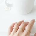  14K recycled gold dainty ring | on model
