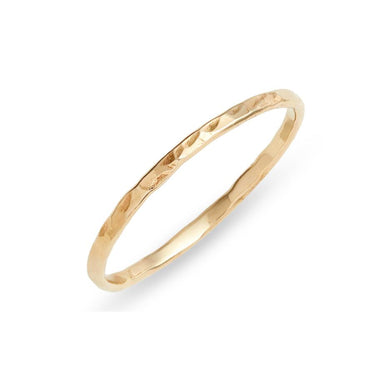 14k Yellow Gold Slim Hammered Band