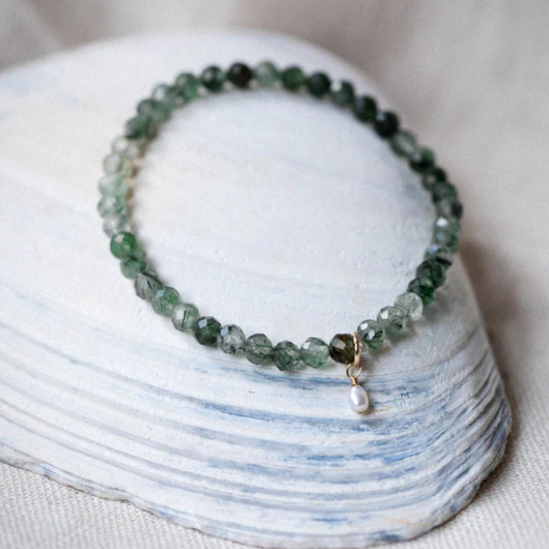 Social Mini Bracelet Green Apatite & Pearl - Magpie Jewellery