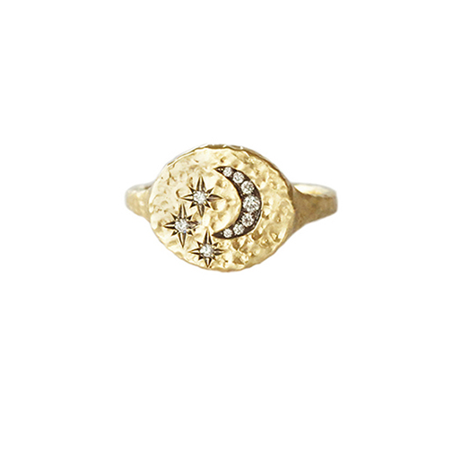 Starry Night Oval Signet Diamond Ring - Magpie Jewellery