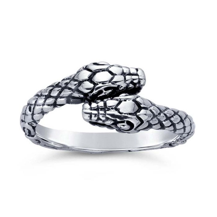 Sterling Silver Double Headed Snake Ring - Magpie Jewellery