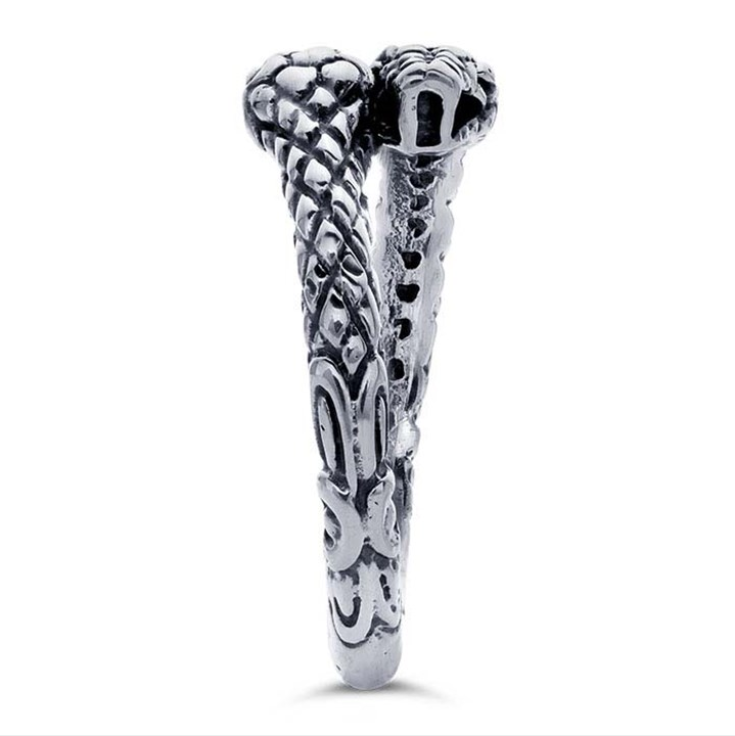Sterling Silver Double Headed Snake Ring - Magpie Jewellery