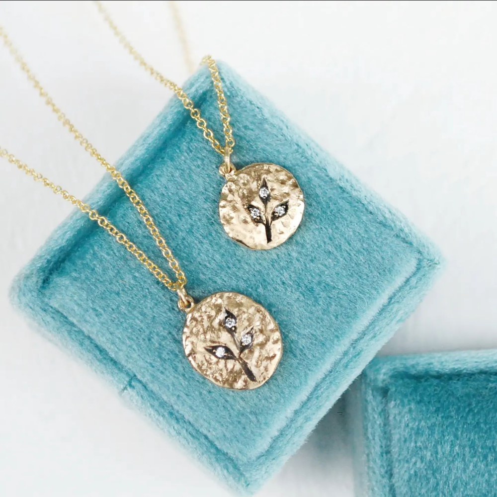 Three Leaf Diamond Medallion Necklace - Magpie Jewellery