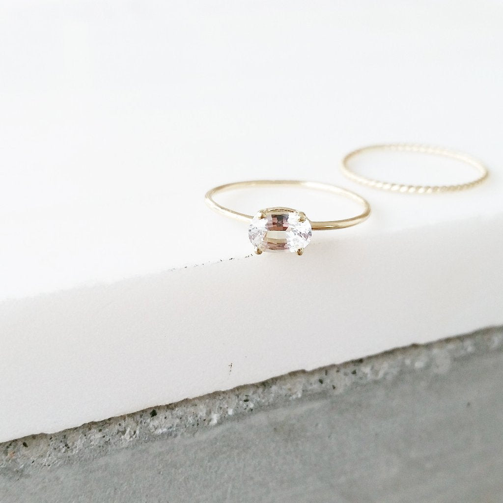 Oval White Sapphire Ring - Magpie Jewellery