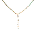 Strung 'Wrap' Multi-colored Cubic Zirconia gemstone bead necklace with attached / integrated charm clasp.
Anne Sportun tag charm, and beaded charm included.