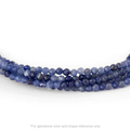 Strung 'Wrap' sodalite gemstone bead necklace with attached / integrated charm clasp.
Anne Sportun tag charm, and beaded charm included.