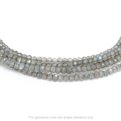 Strung 'Wrap' labradorite gemstone bead necklace with attached / integrated charm clasp.
Anne Sportun tag charm, and beaded charm included.