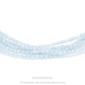 Strung 'Wrap' aquamarine gemstone bead necklace with attached / integrated charm clasp.
Anne Sportun tag charm, and beaded charm included.