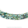 Strung 'Wrap' turquoise gemstone bead necklace with attached / integrated charm clasp.
Anne Sportun tag charm, and beaded charm included.
