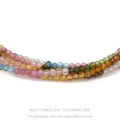 Strung 'Wrap' watermelon tourmaline gemstone bead necklace with attached / integrated charm clasp.
Anne Sportun tag charm, and beaded charm included.
