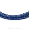 Strung 'Wrap' Blue Sapphire gemstone bead necklace with attached / integrated charm clasp.
Anne Sportun tag charm, and beaded charm included.
