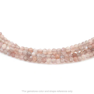 Strung 'Wrap' mink moonstone gemstone bead necklace with attached / integrated charm clasp.
Anne Sportun tag charm, and beaded charm included.