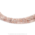 Strung 'Wrap' mink moonstone gemstone bead necklace with attached / integrated charm clasp.
Anne Sportun tag charm, and beaded charm included.